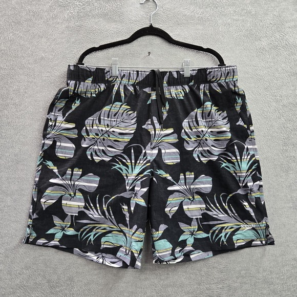 Speedo Men Swimwear XL Black Swim Trunks Floral 8"‎ Inseam - Picture 1 of 7